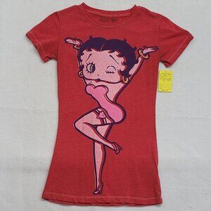 Betty Boop Women’s Small Red Graphic T‑Shirt Vintage Cartoon Style